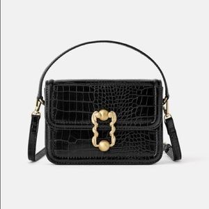 Zara animal print crossbody belt bag black